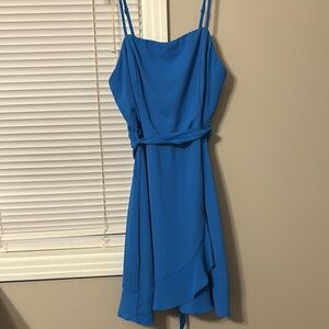 She + Sky Blue Asymmetrical Sundress Spaghetti Strap
